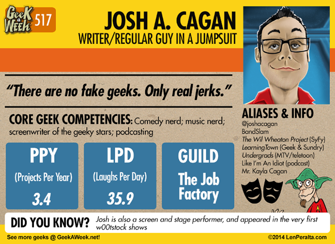 Geek A Week: Year Five Two: Josh A. Cagan back