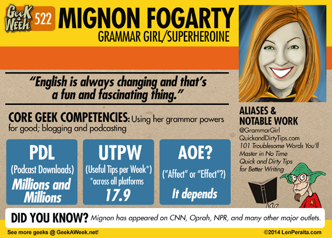Geek A Week: Year Five Two: Mignon Fogarty back