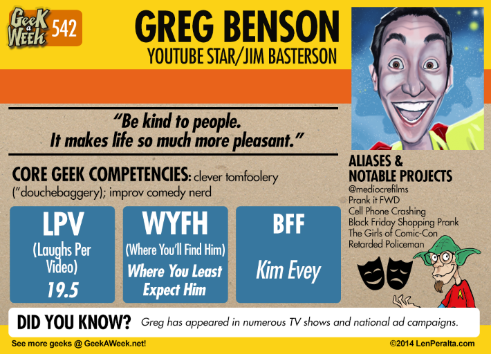 Geek A Week: Year Five Two: Greg Benson back